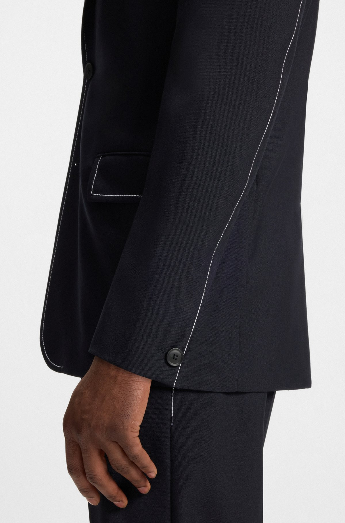 RELAXED-FIT JACKET IN WOOL WITH CONTRAST STITCHING - 6