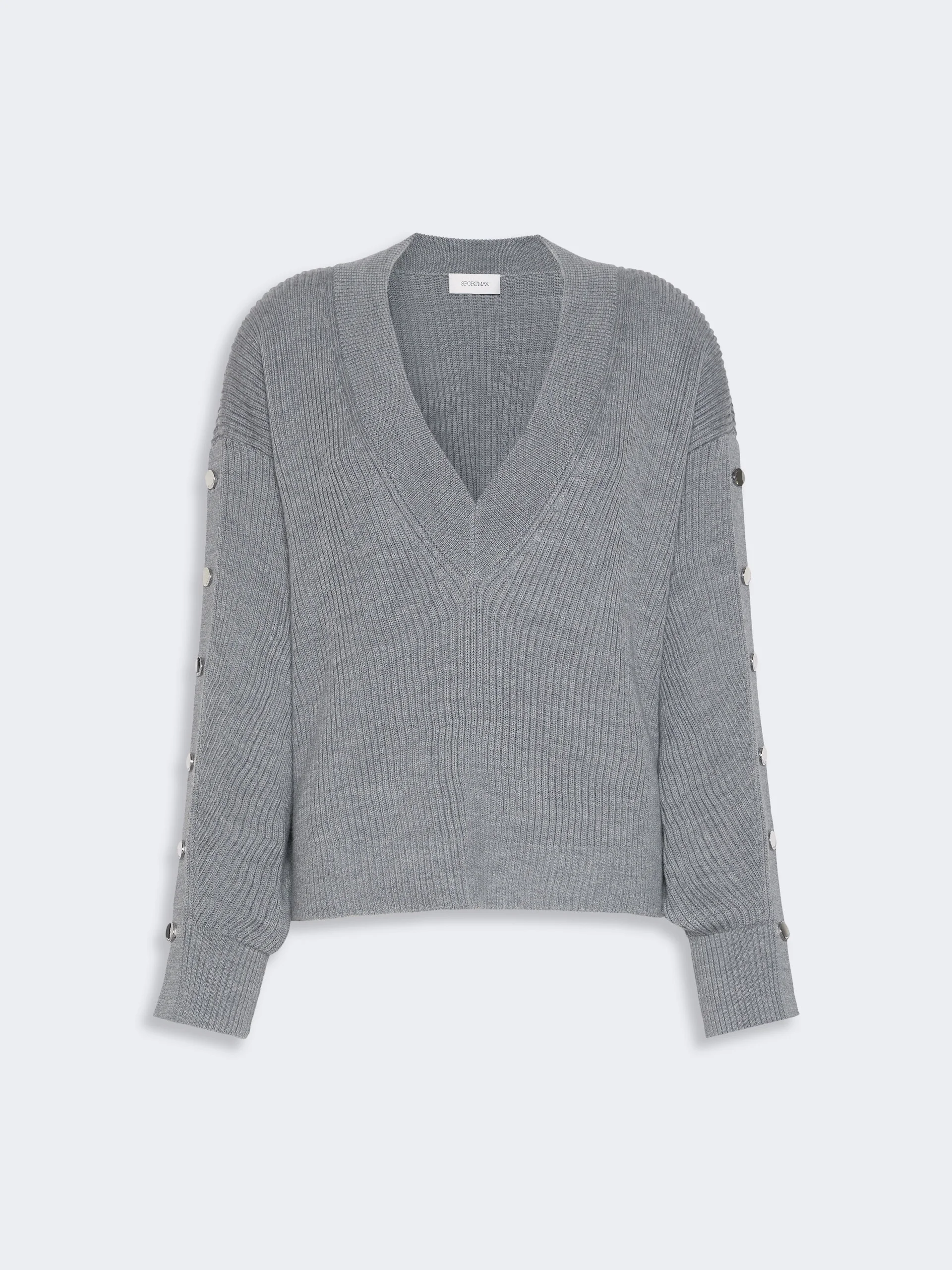 FUXIA Oversized wool sweater with button detail - MEDIUM GREY - 1