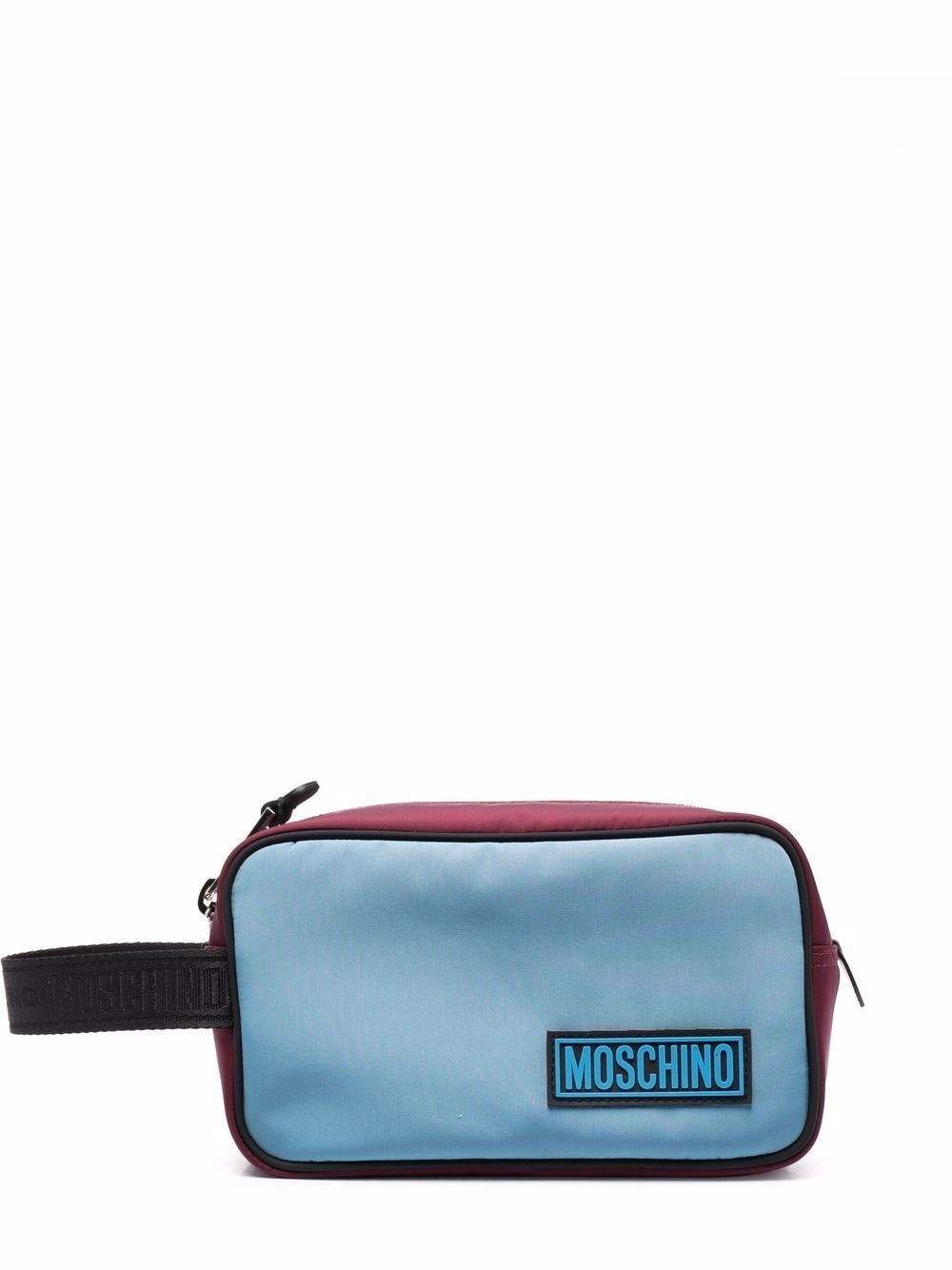 two-tone logo-patch wash bag - 1