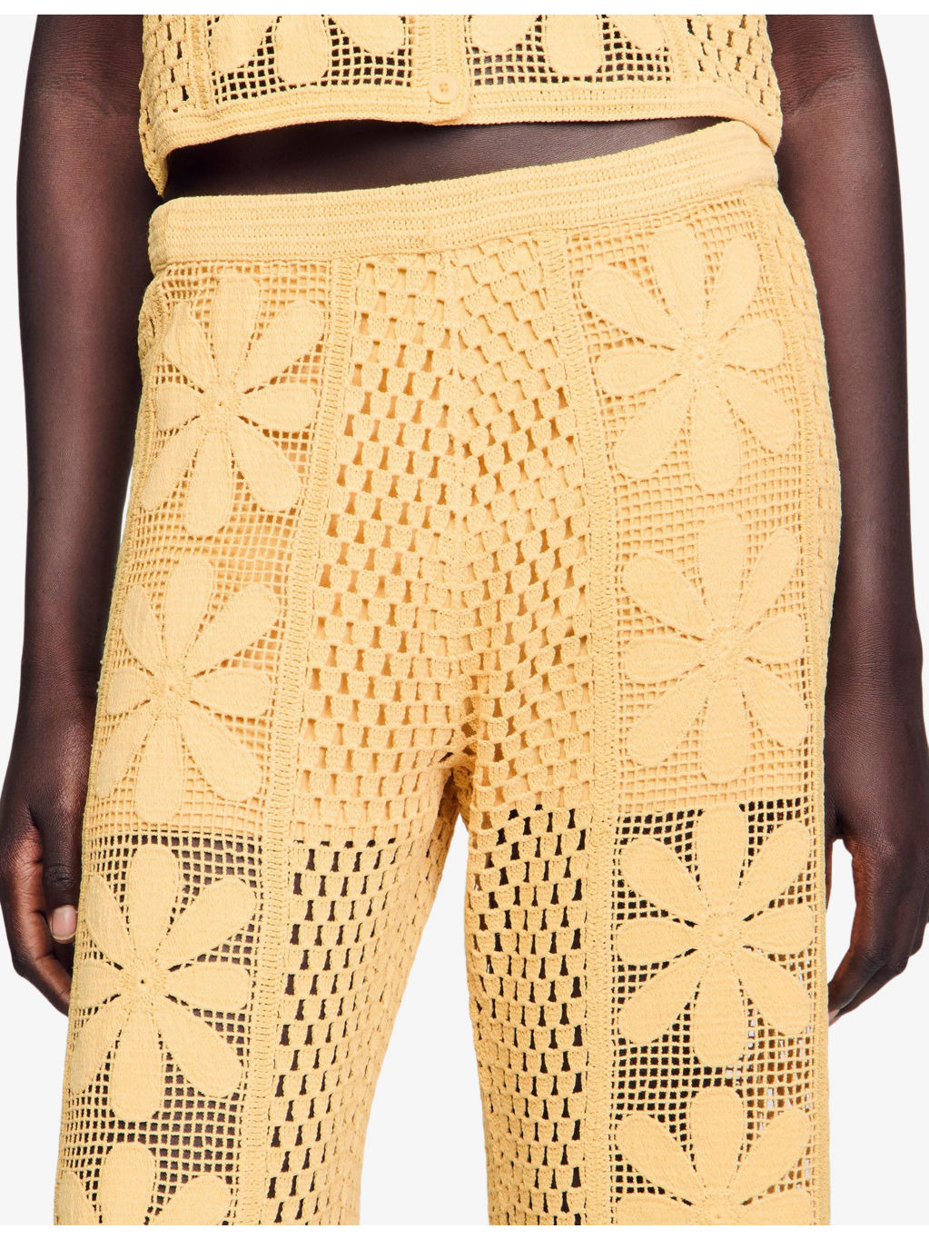 Floral-Pattern Crochet Knitted Trousers - 5