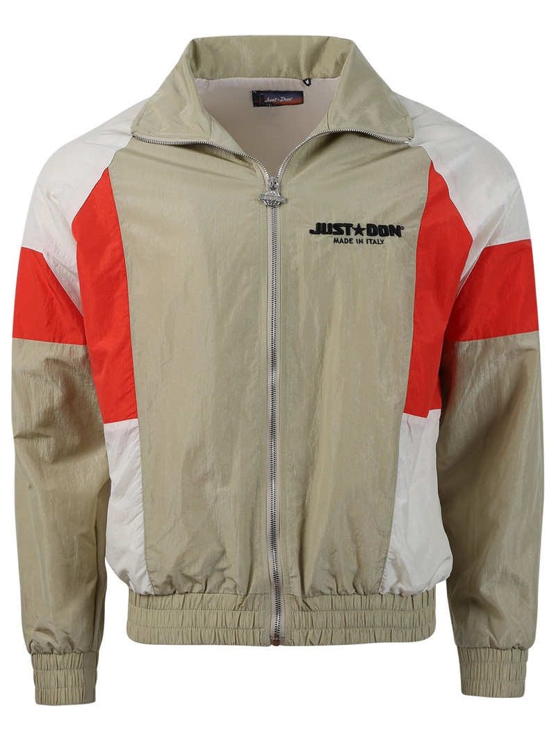 Color Block Tracksuit Jacket Cream White And Red 1