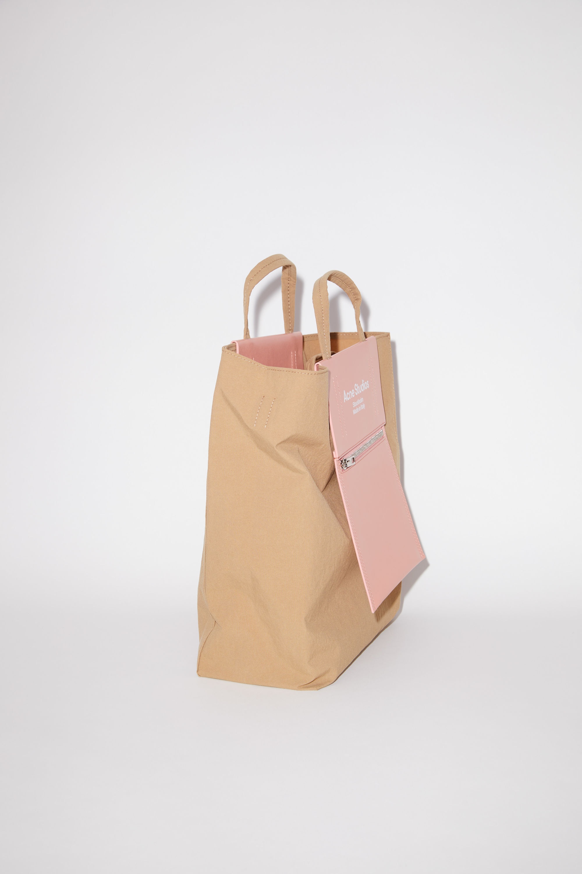 Papery nylon tote bag - Brown/pink - 5