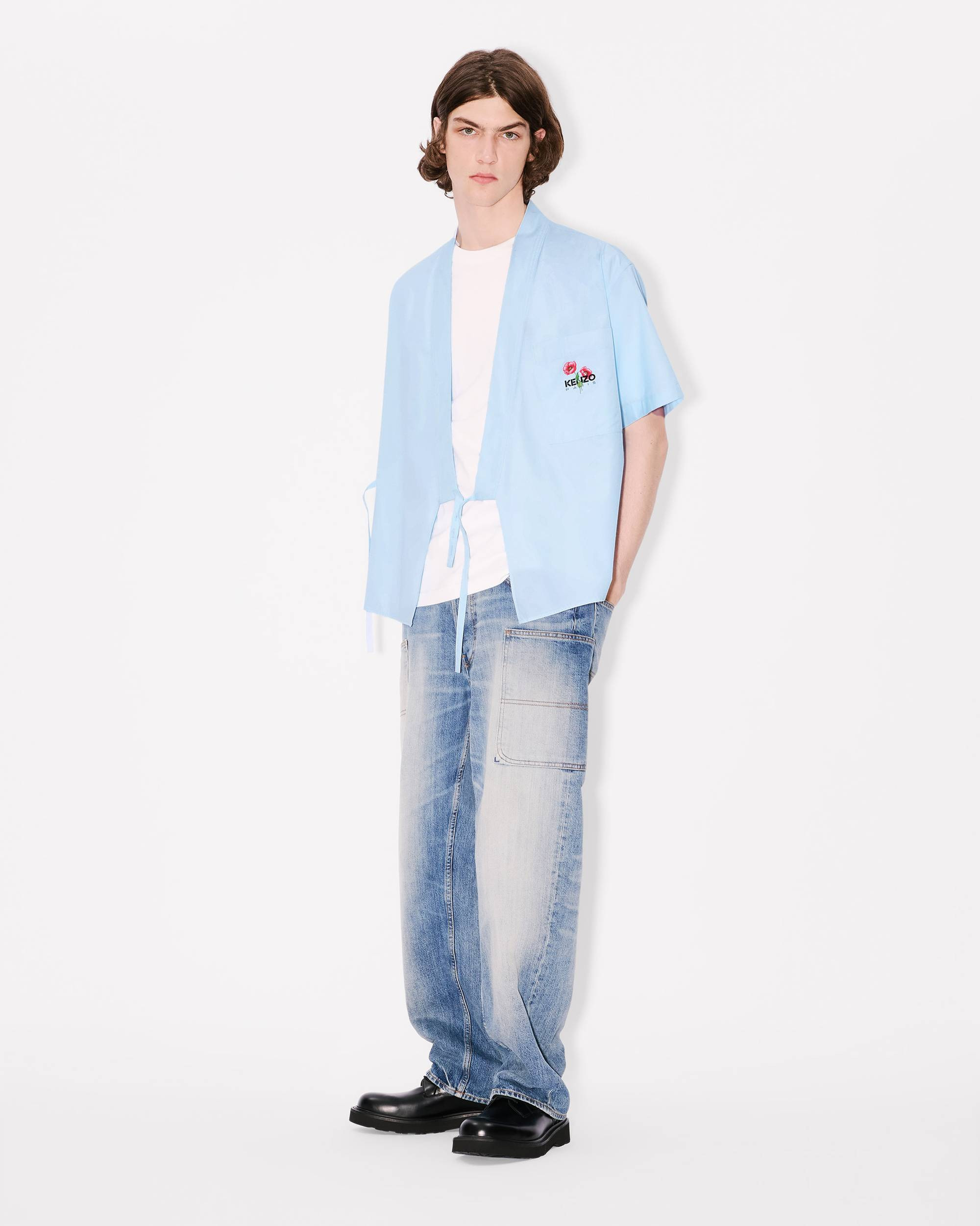 'KENZO Archive Bouquet' kimono short sleeve shirt in cotton poplin - 5