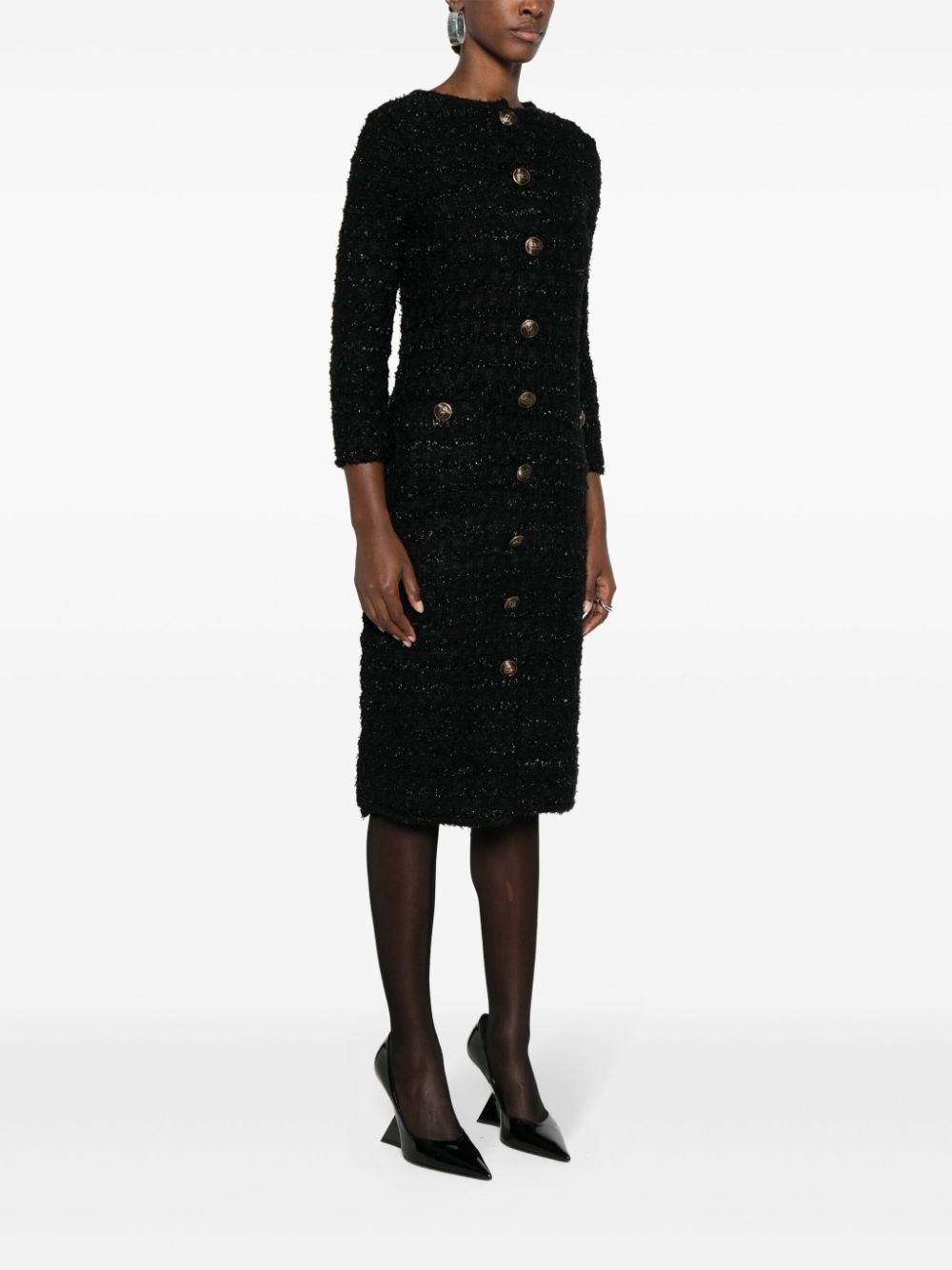 tweed button-up dress - 3