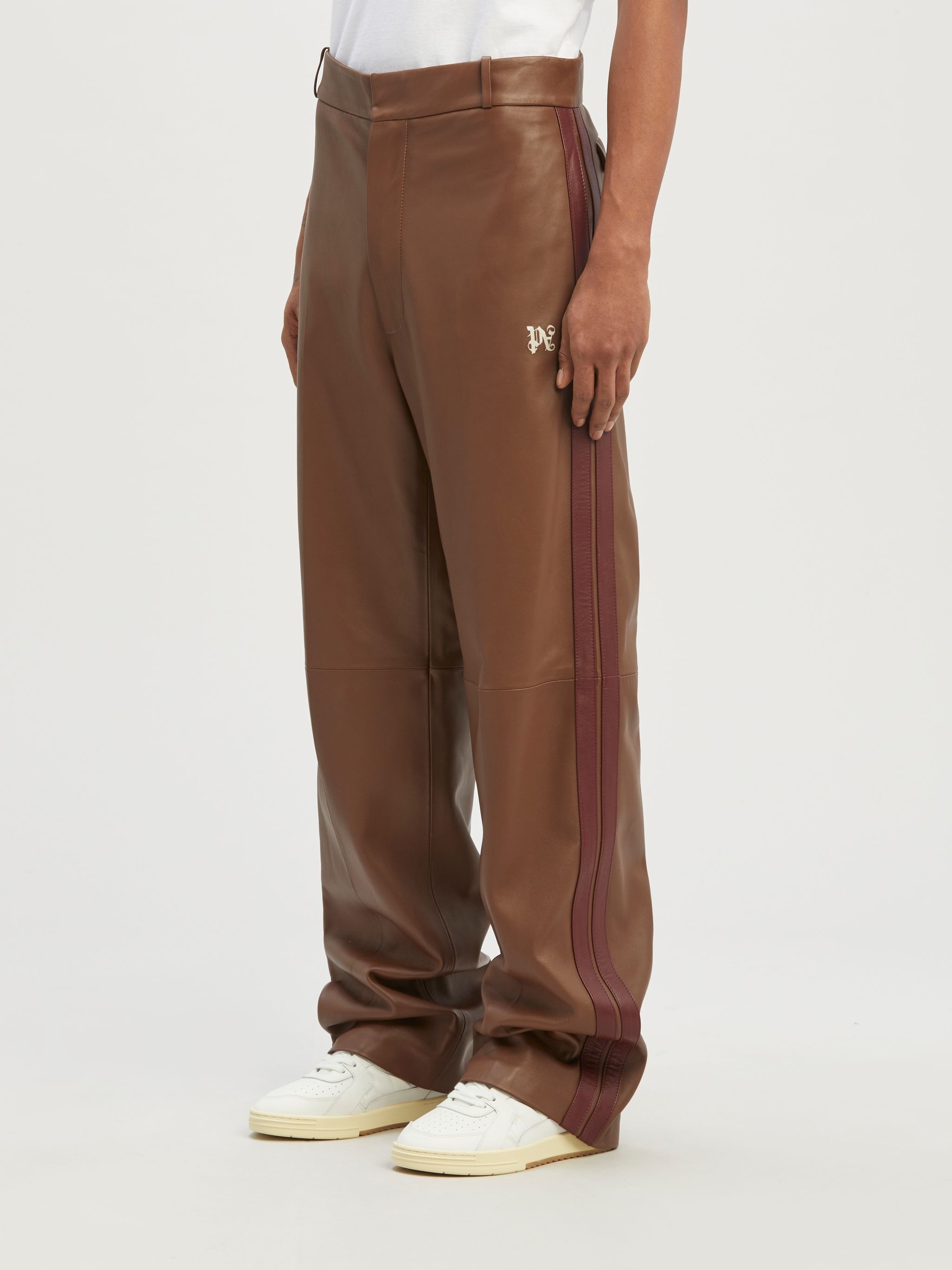 Monogram Leather Track Pants - 4