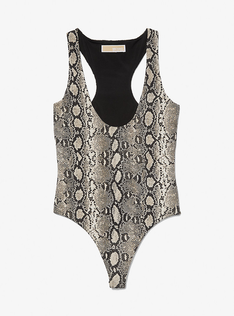 Snake Print Scoop-Neck Bodysuit 3