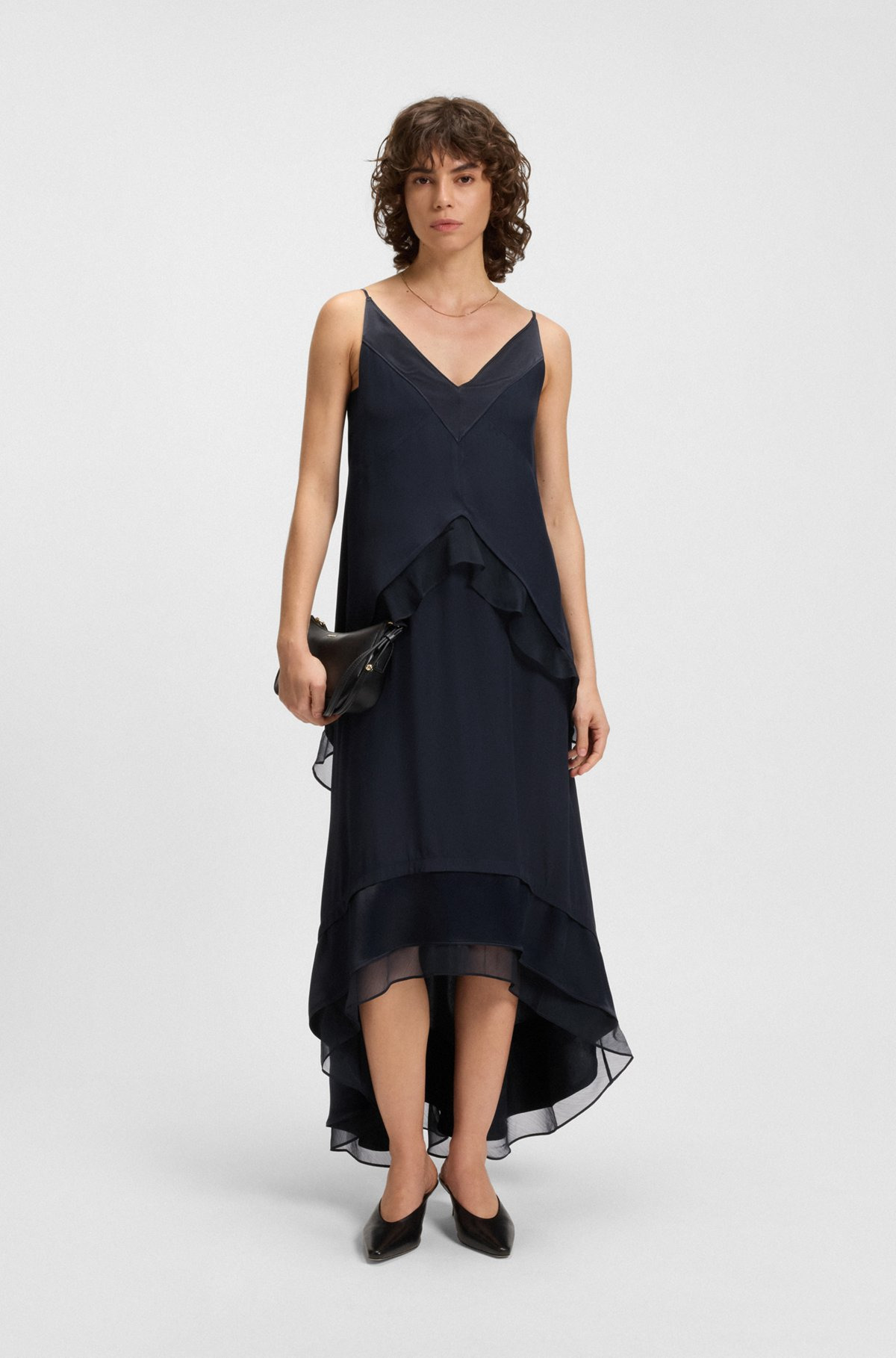 LAYERED SATIN DRESS WITH SILK INSERTS - 2