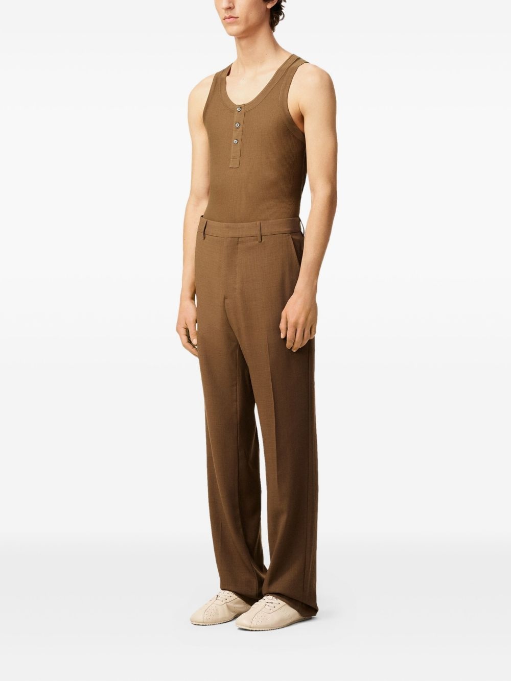 ribbed henley vest - 3