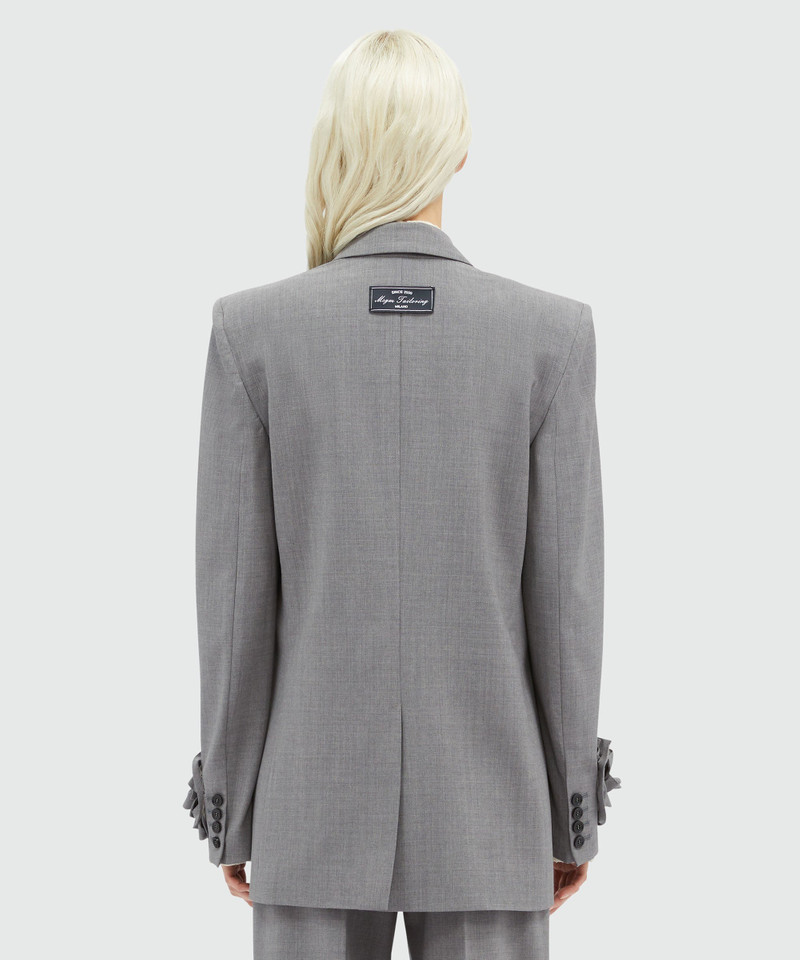 Grey melange double-breasted "MSGM Tailoring" wool jacket with applications 3