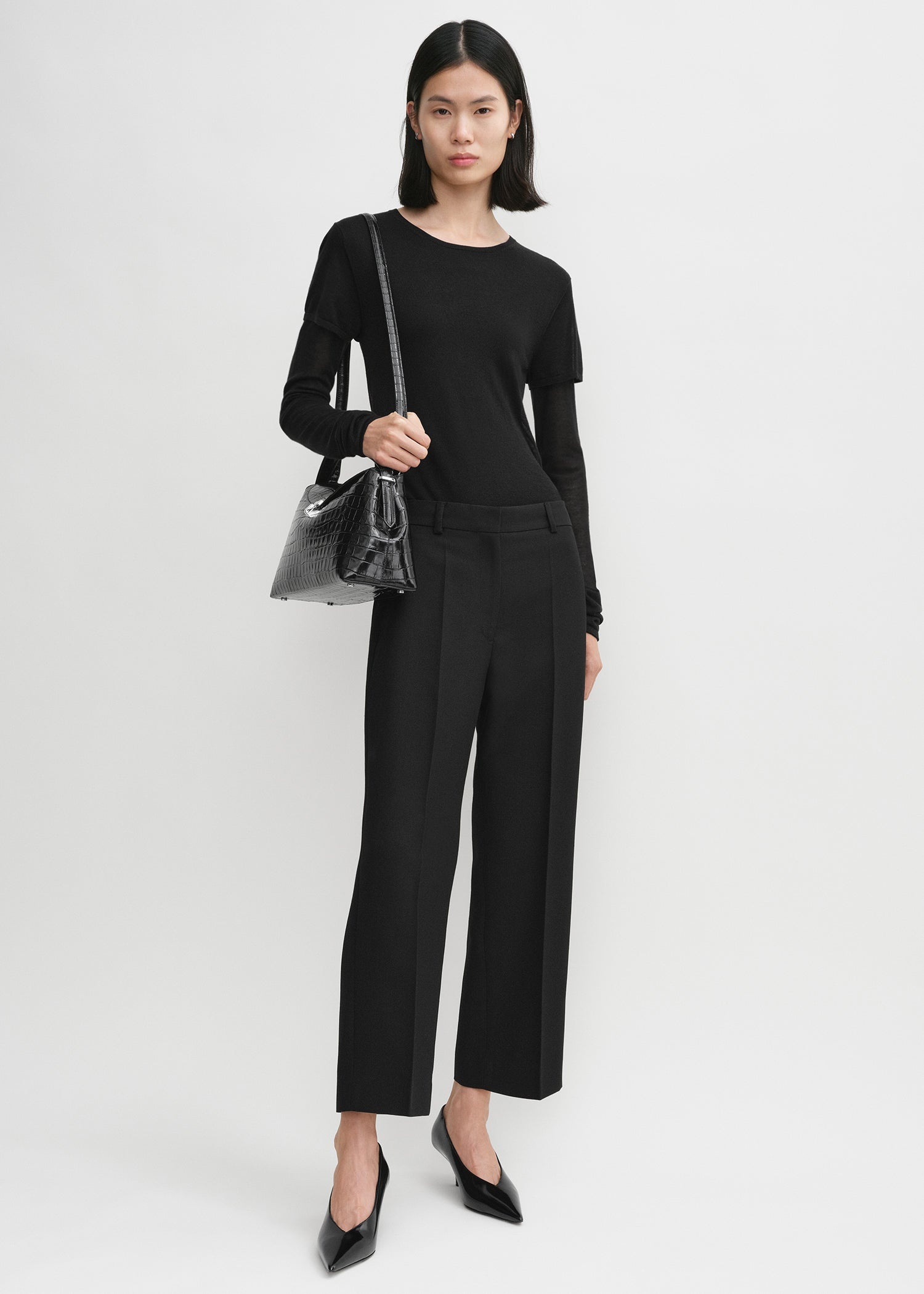 Straight cropped trousers black - 2