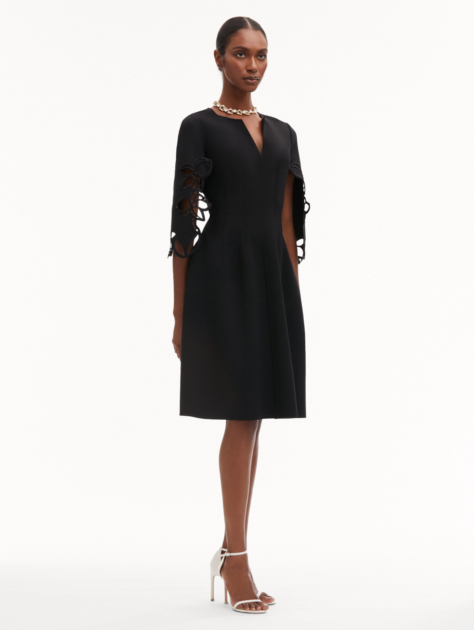 ORCHID SLEEVE SPLIT NECK DRESS - 4