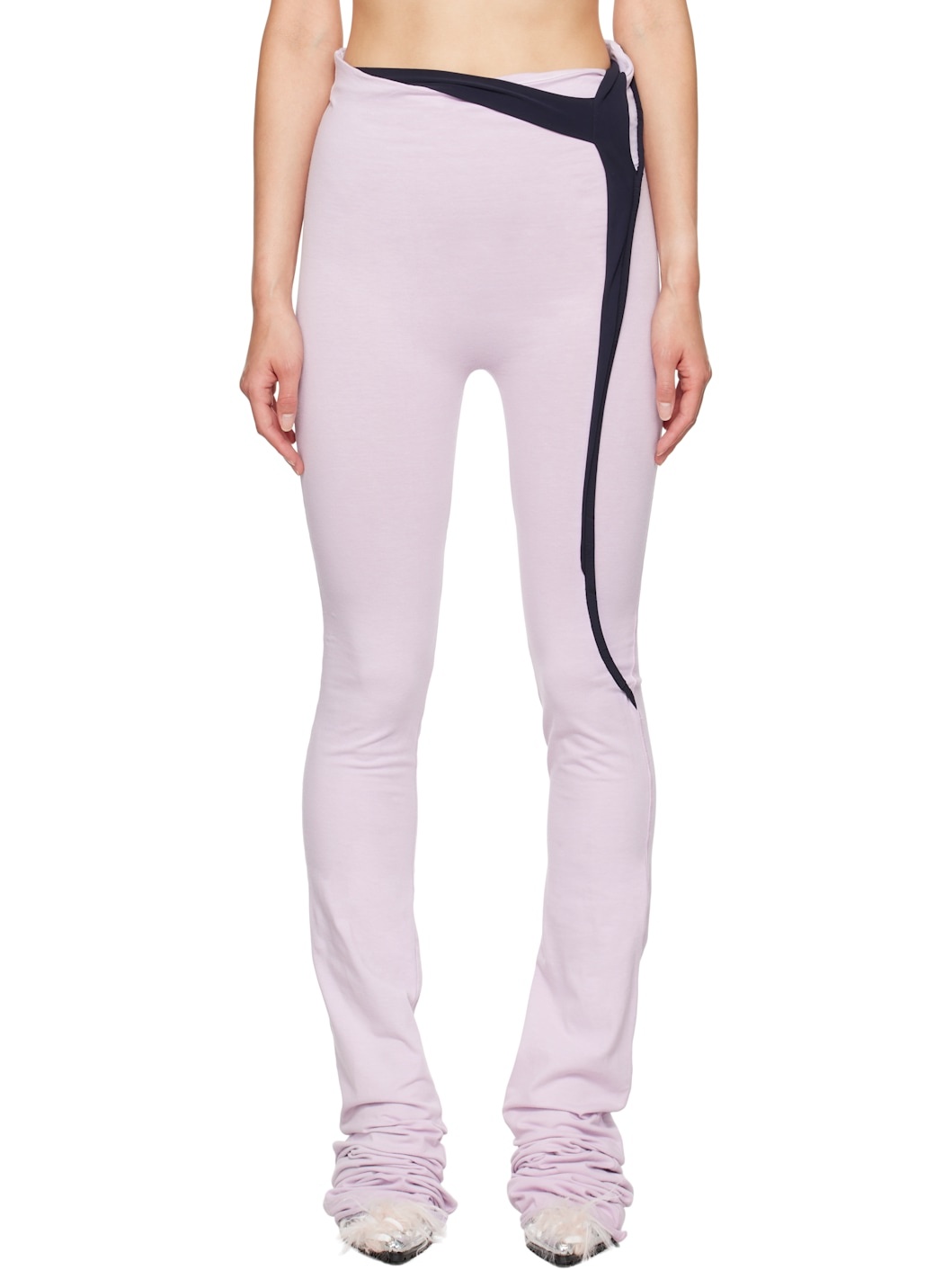 Purple Distressed Drape Lounge Pants - 1