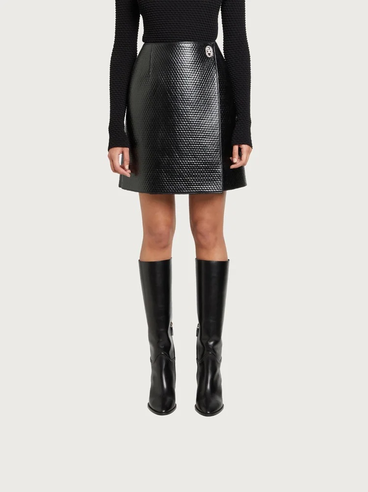 EMBOSSED NAPPA SKIRT - 2