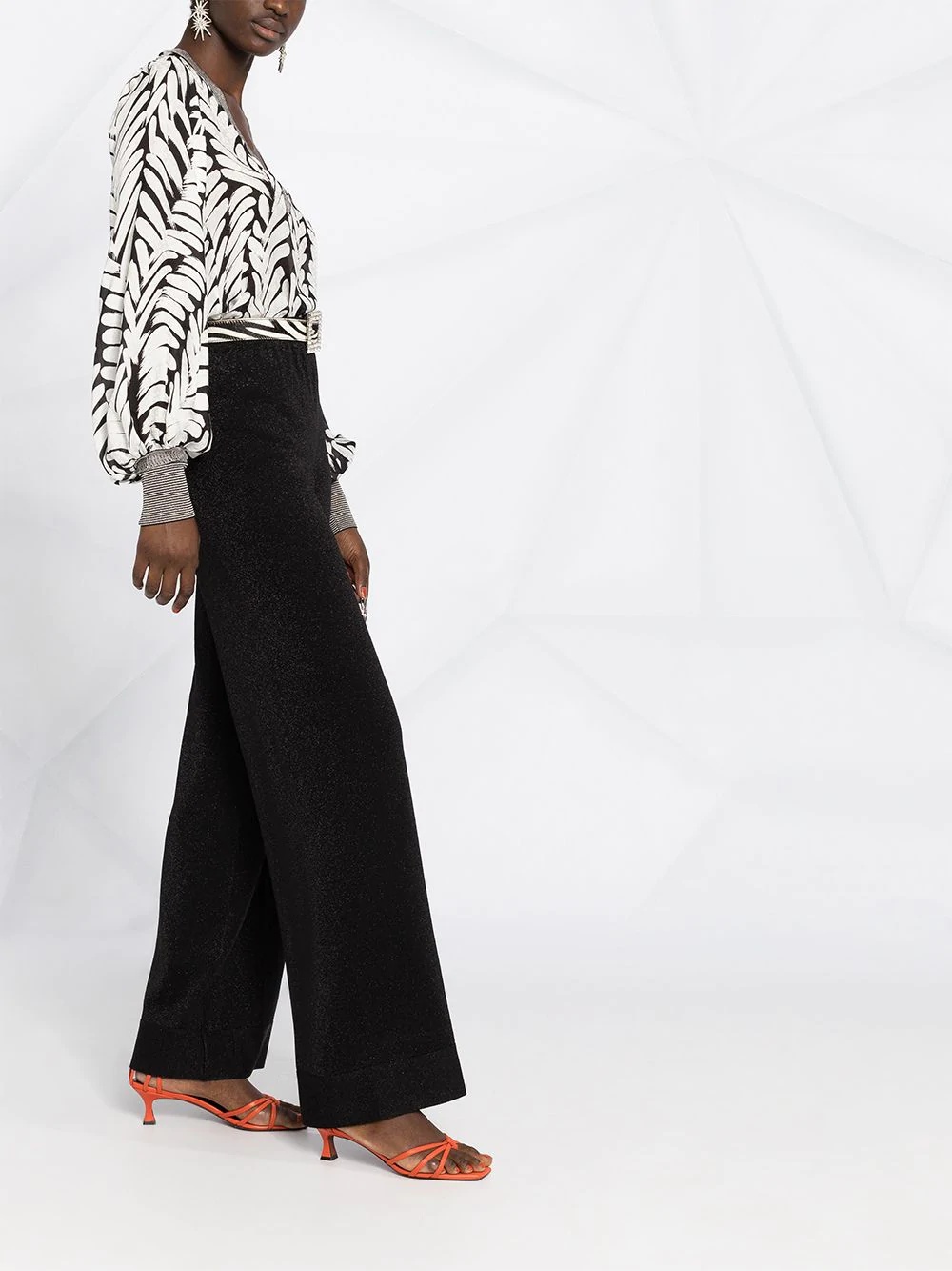 high-rise wide-leg knit trousers - 4