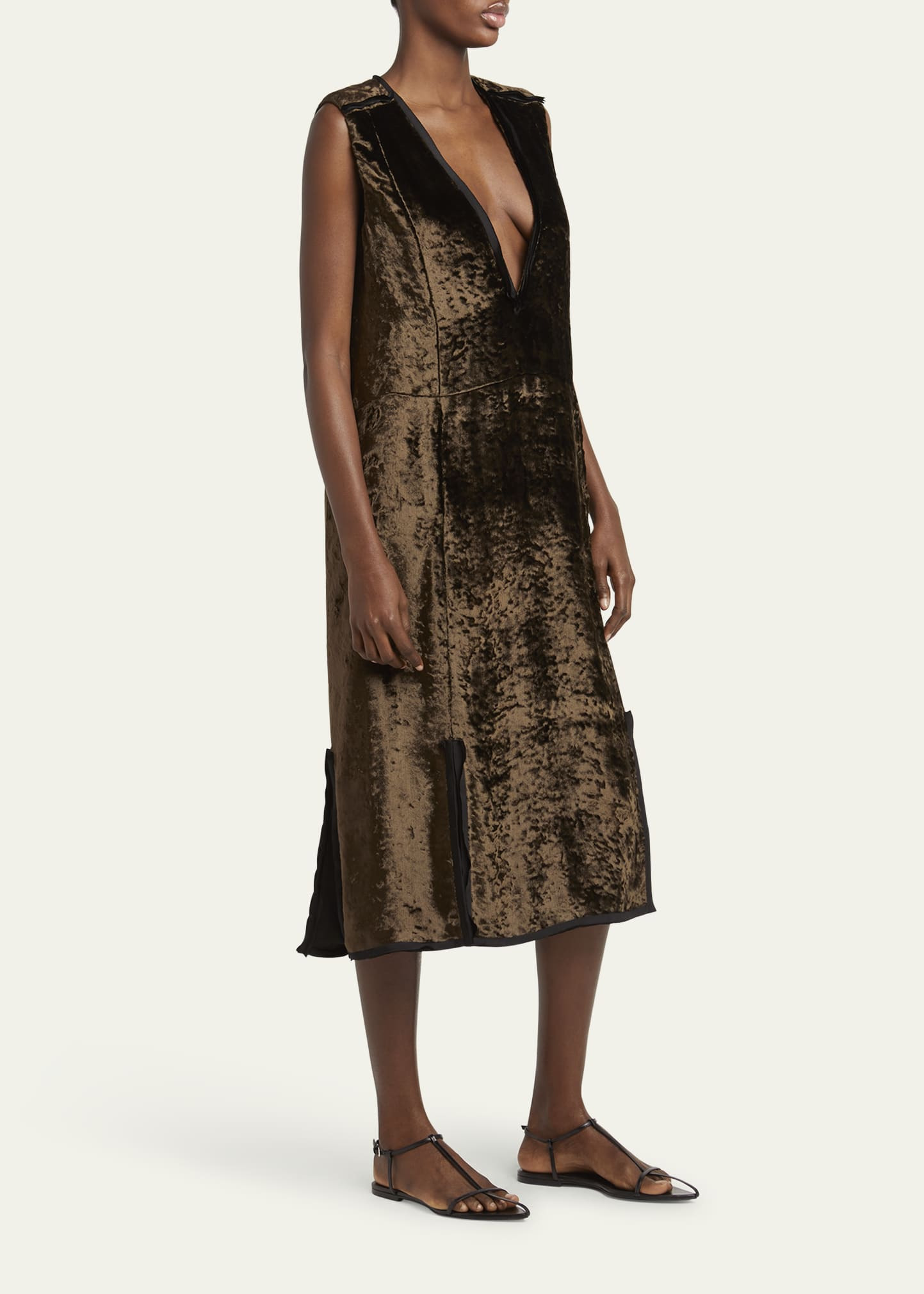 Deep V Neckline Straight Volume Dress - 4