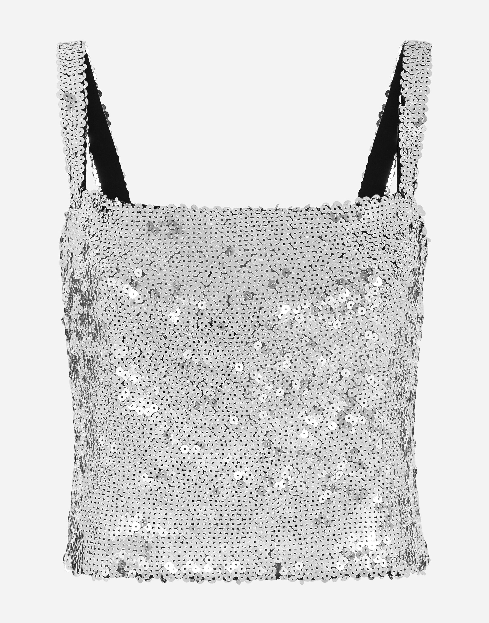 Sequined crop top with straps - 1