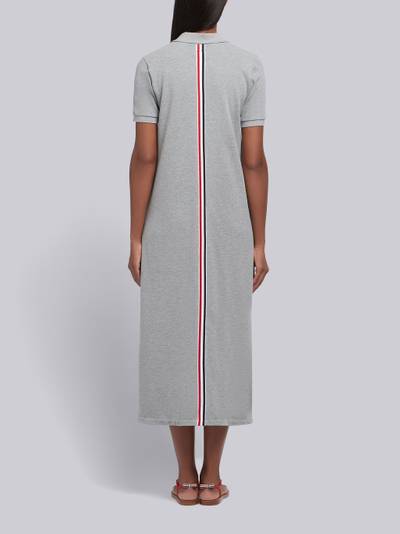 Thom Browne Light Grey Classic Cotton Pique Center Back Stripe A-line Short Sleeve Polo Shirtdress outlook