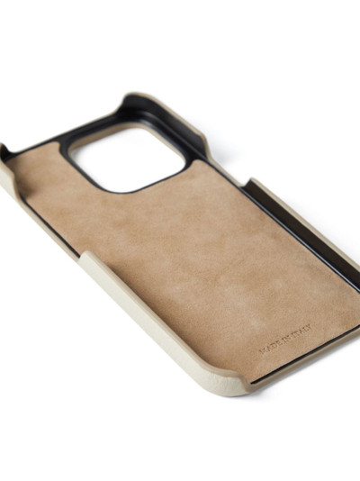 Brunello Cucinelli logo-debossed leather phone case outlook