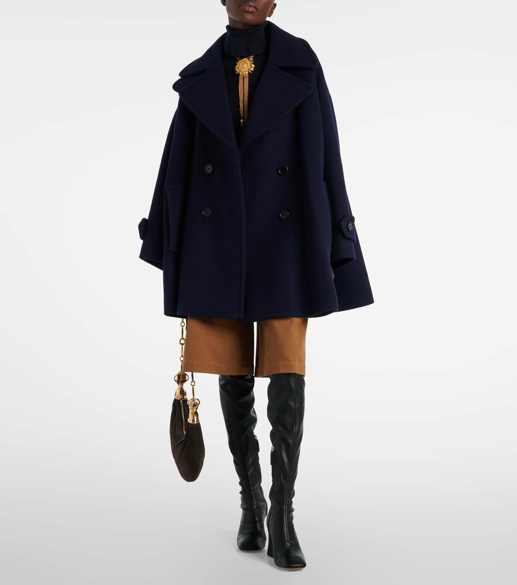 Double-breasted oversized wool-blend coat - 2