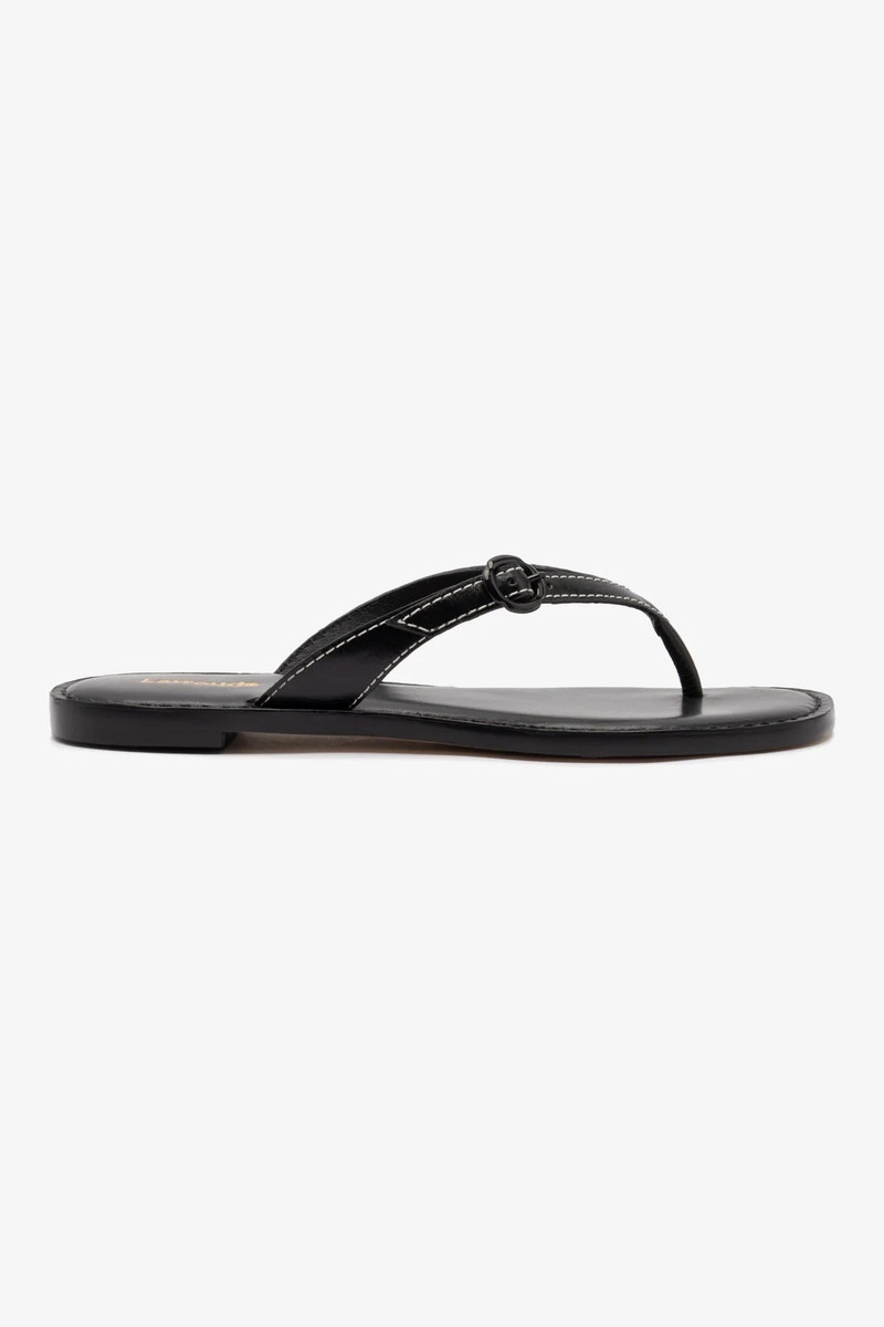 Mary Kate Flat Sandal In Black Leather 1