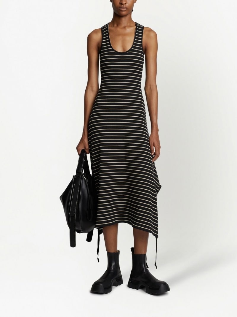 striped ribbed-knit sleeveless dress - 2