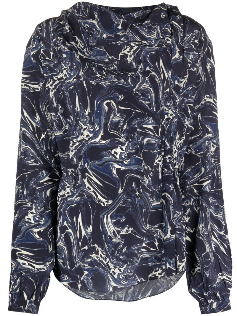 Tiphaine marble-print silk blouse 1