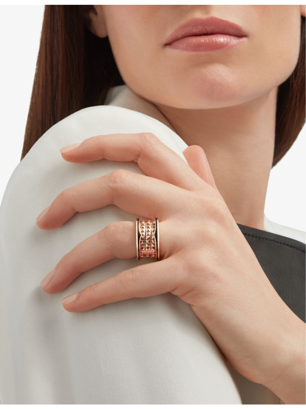 B.zero1 Rock 18ct rose-gold and ceramic ring - 6
