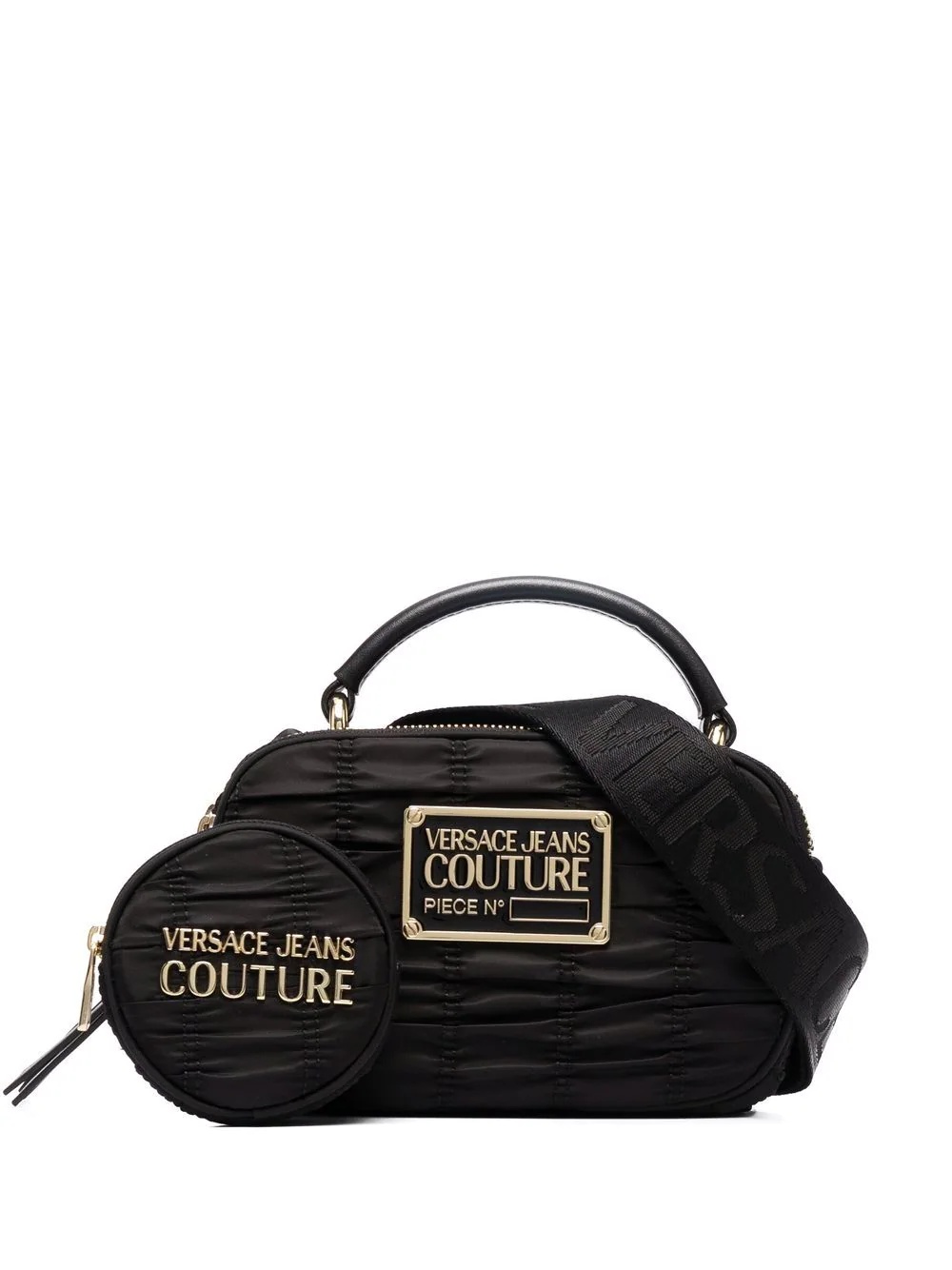 logo-plaque pleated tote bag - 1