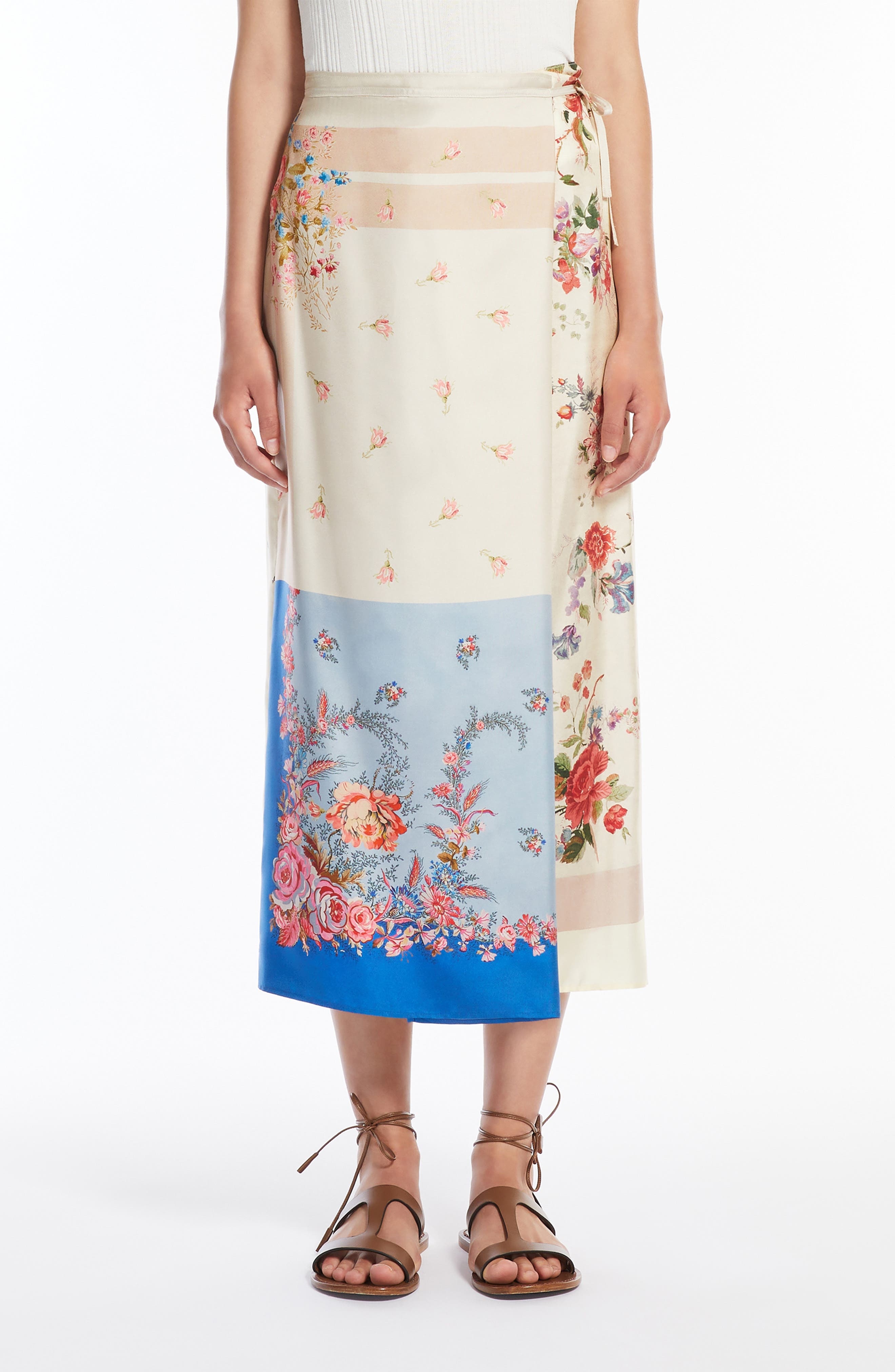 Weekend Max Mara Peggi Mix Print Silk Wrap Skirt in Ivory at Nordstrom - 1