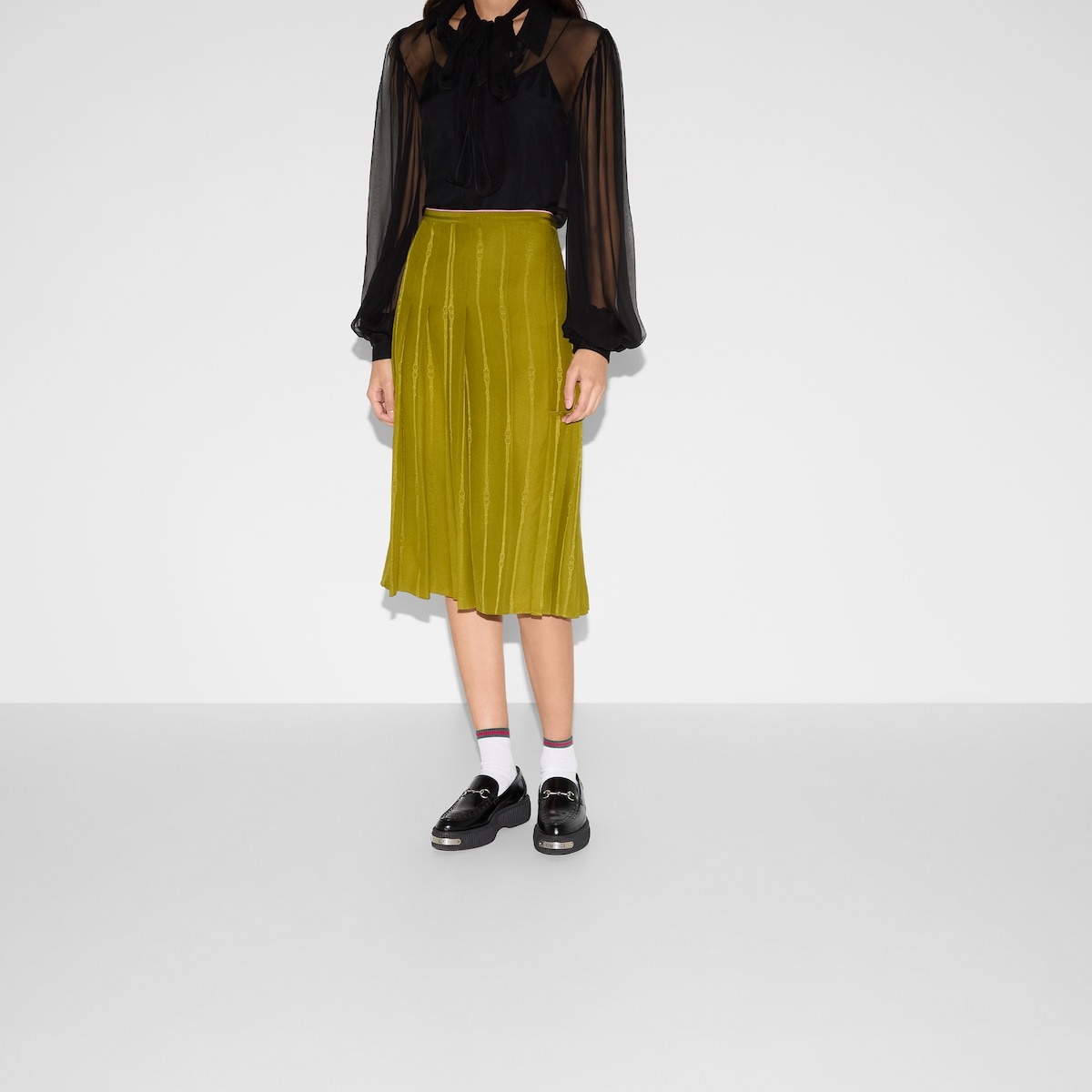 Chain and belt silk jacquard skirt - 3