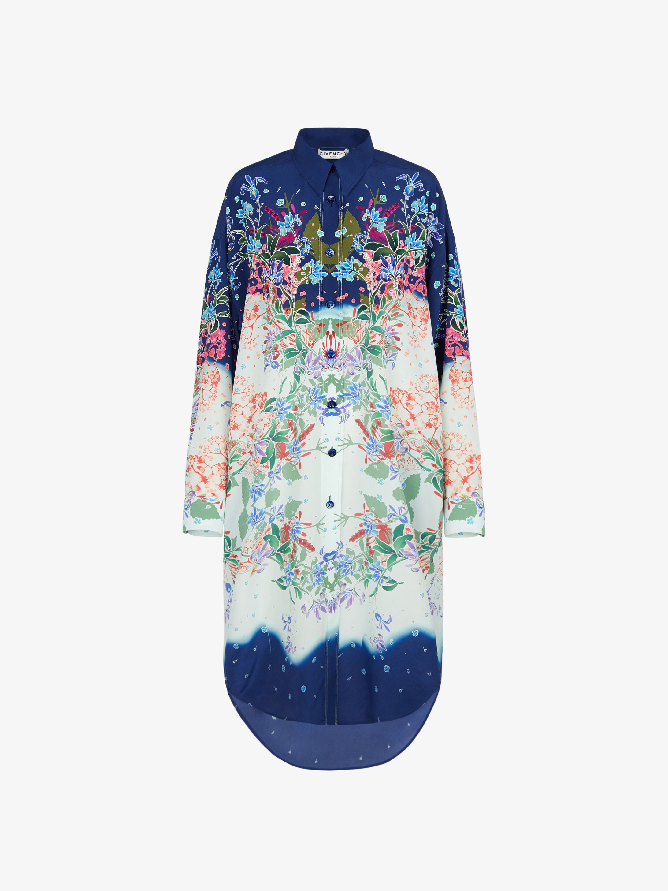 Shirt dress in floral silk - 1