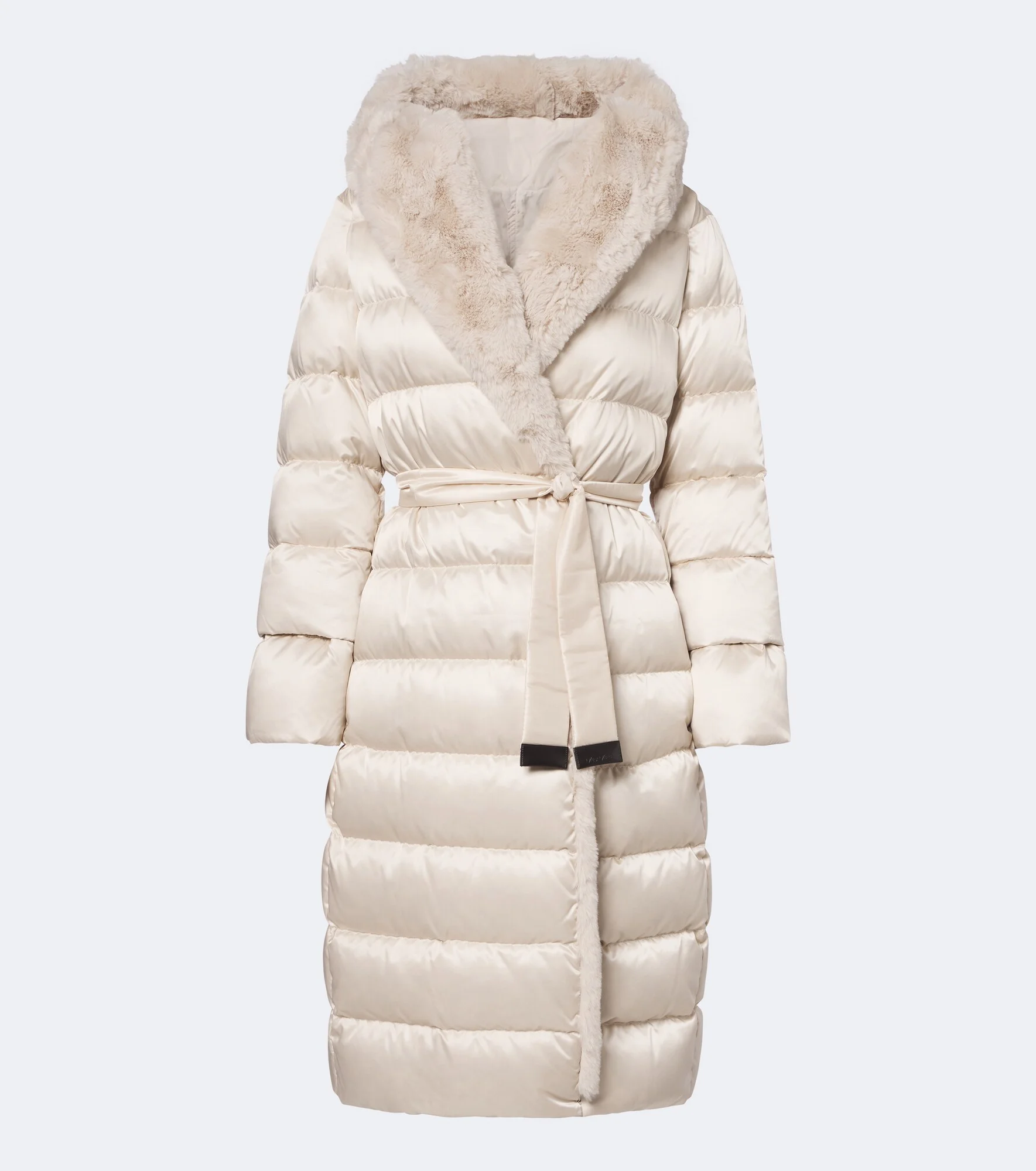 Belted hooded puffer coat - 1