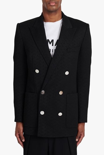 Black eco-designed crepe blazer with Balmain monogram - 5