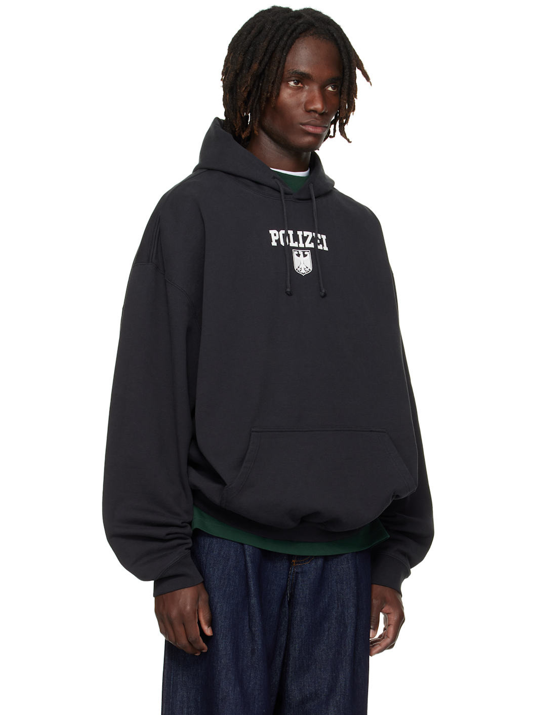 Black 'Polizei' Oversized Hoodie - 2
