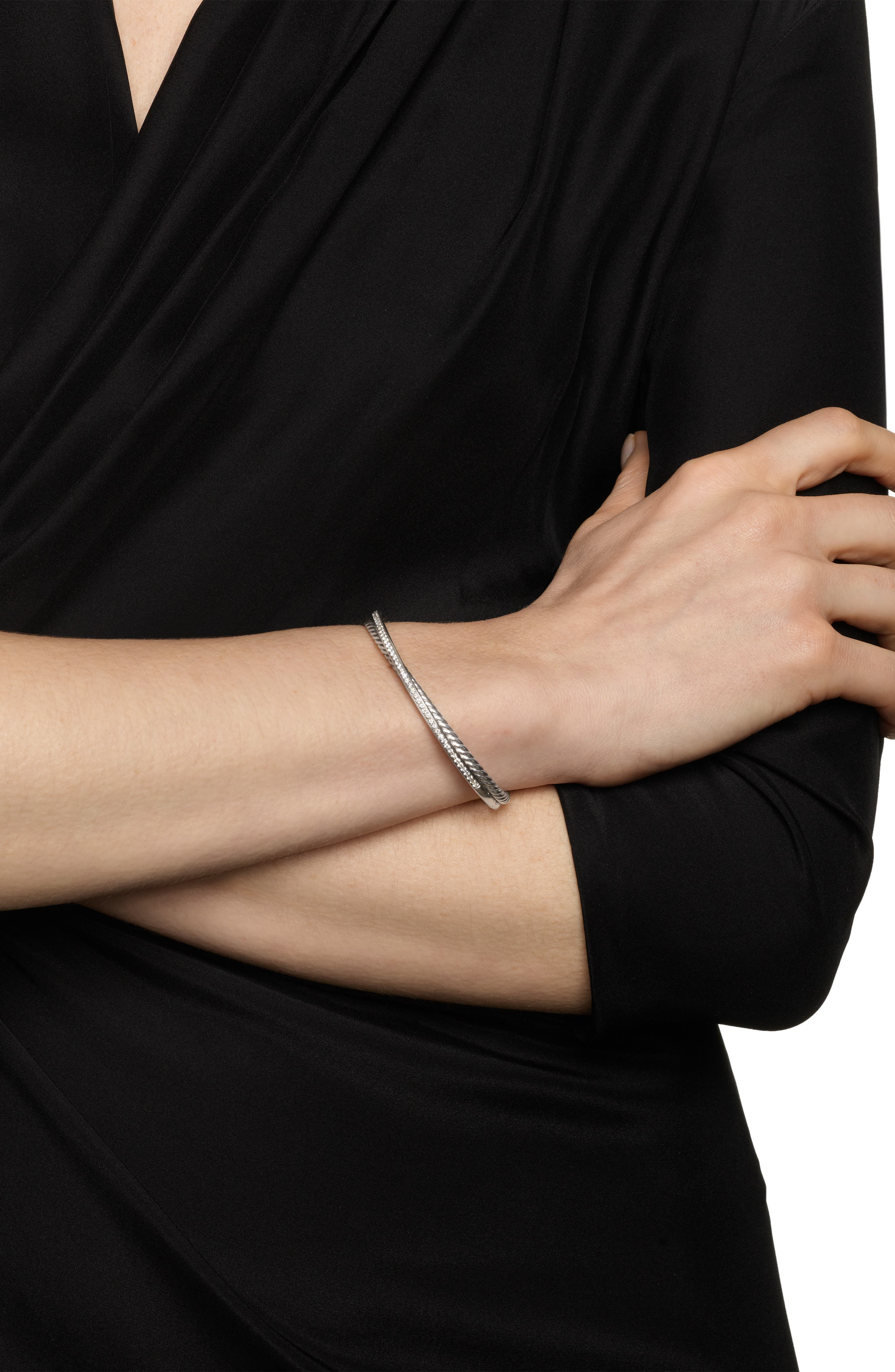 David Yurman Crossover Two-Row Cuff Bracelet in Sterling Silver with Diamonds, 6mm at Nordstrom - 2
