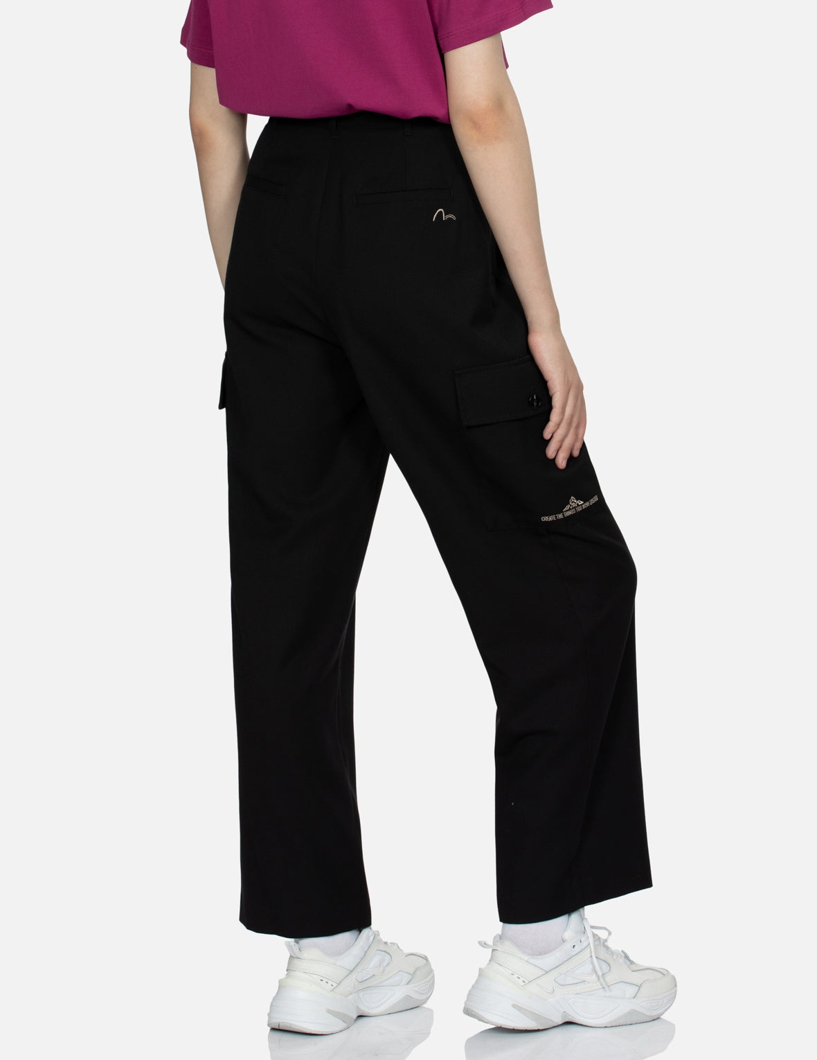 Logo Embossed Metal Plate Wide Leg Pants - 8