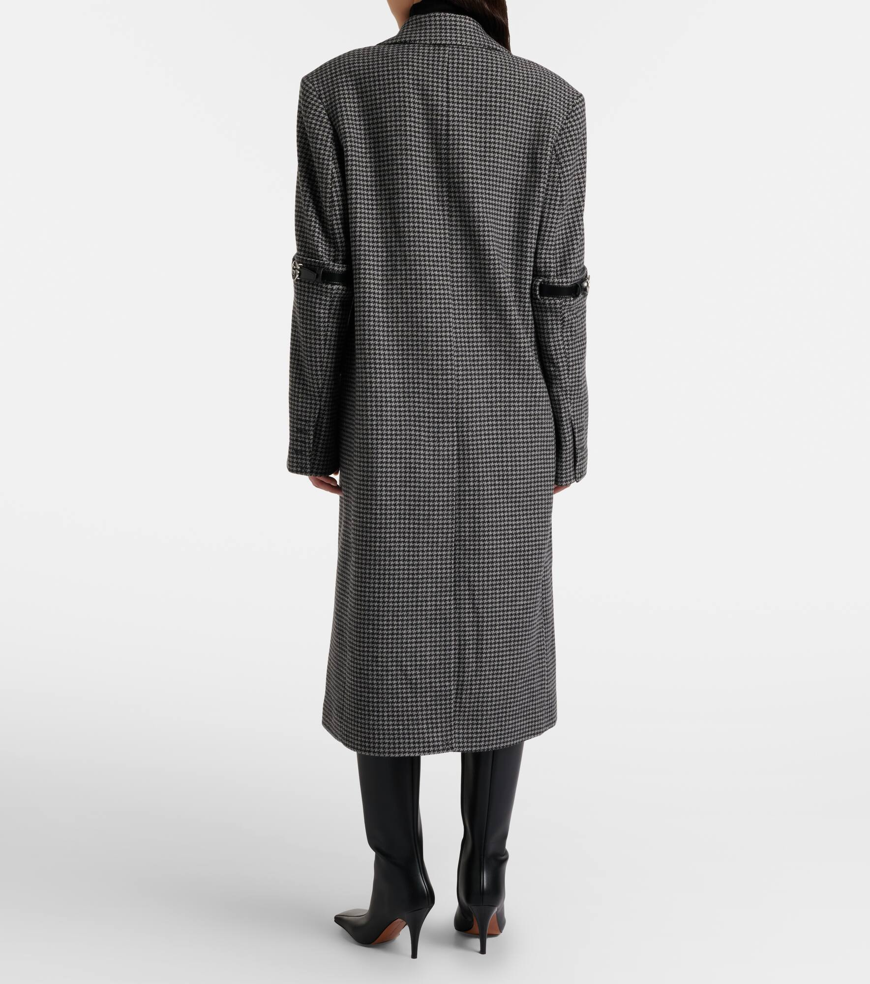 Houndstooth wool and cashmere coat - 3
