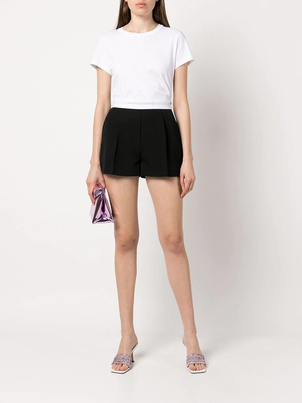 Alexander Wang Women Essential Jersey Shrunk Tee With Puff Logo And Bound Neck - 5