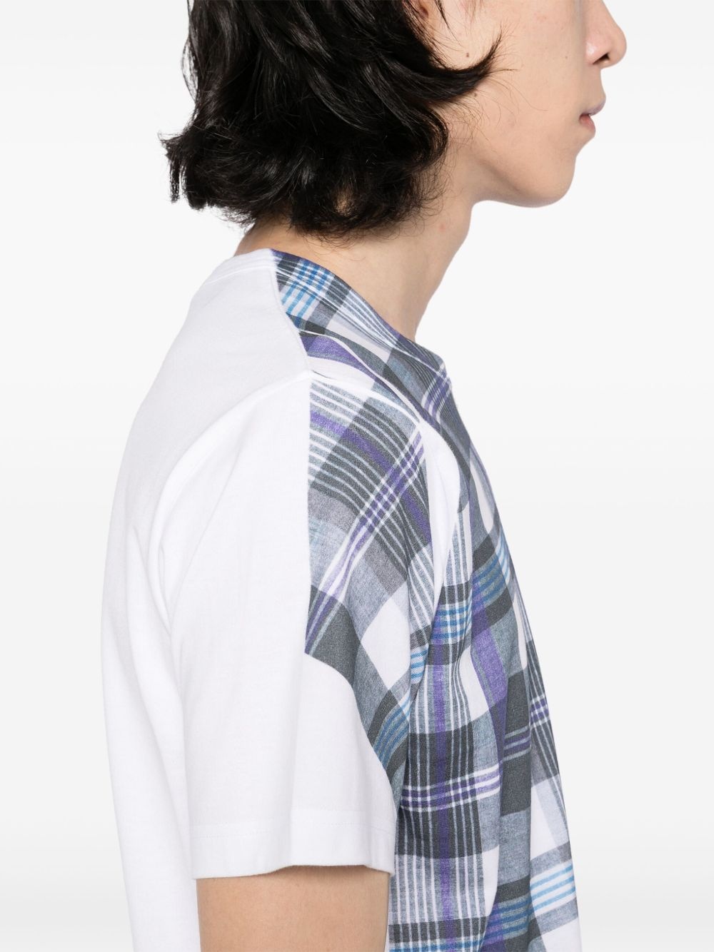 tartan overprint T-shirt - 4
