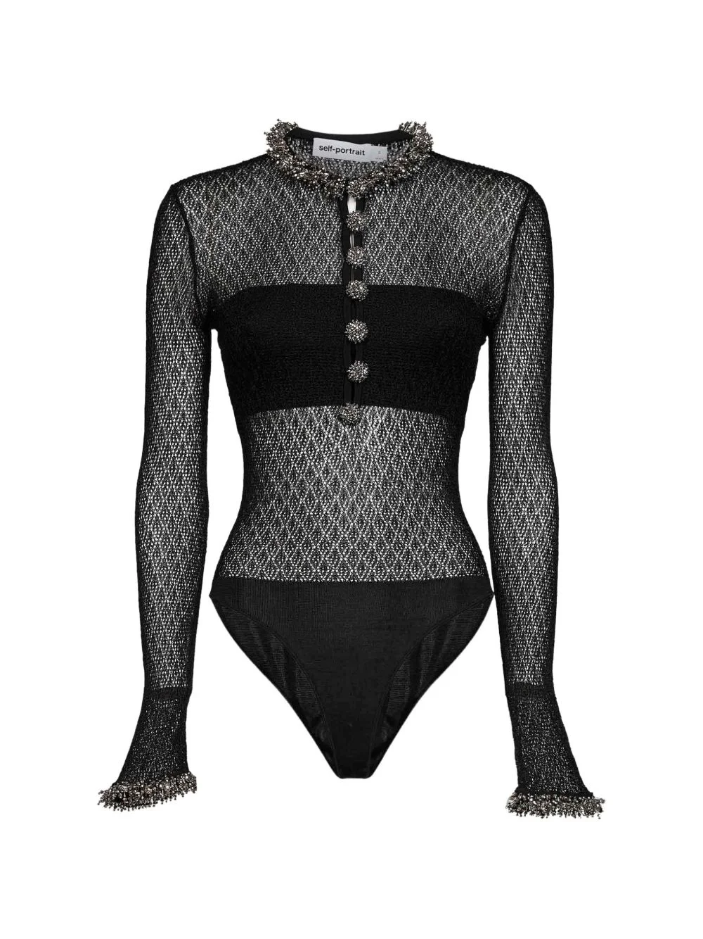 embellished open-knit bodysuit - 1