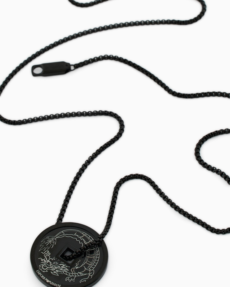 BLACK STAINLESS STEEL PENDANT NECKLACE 3