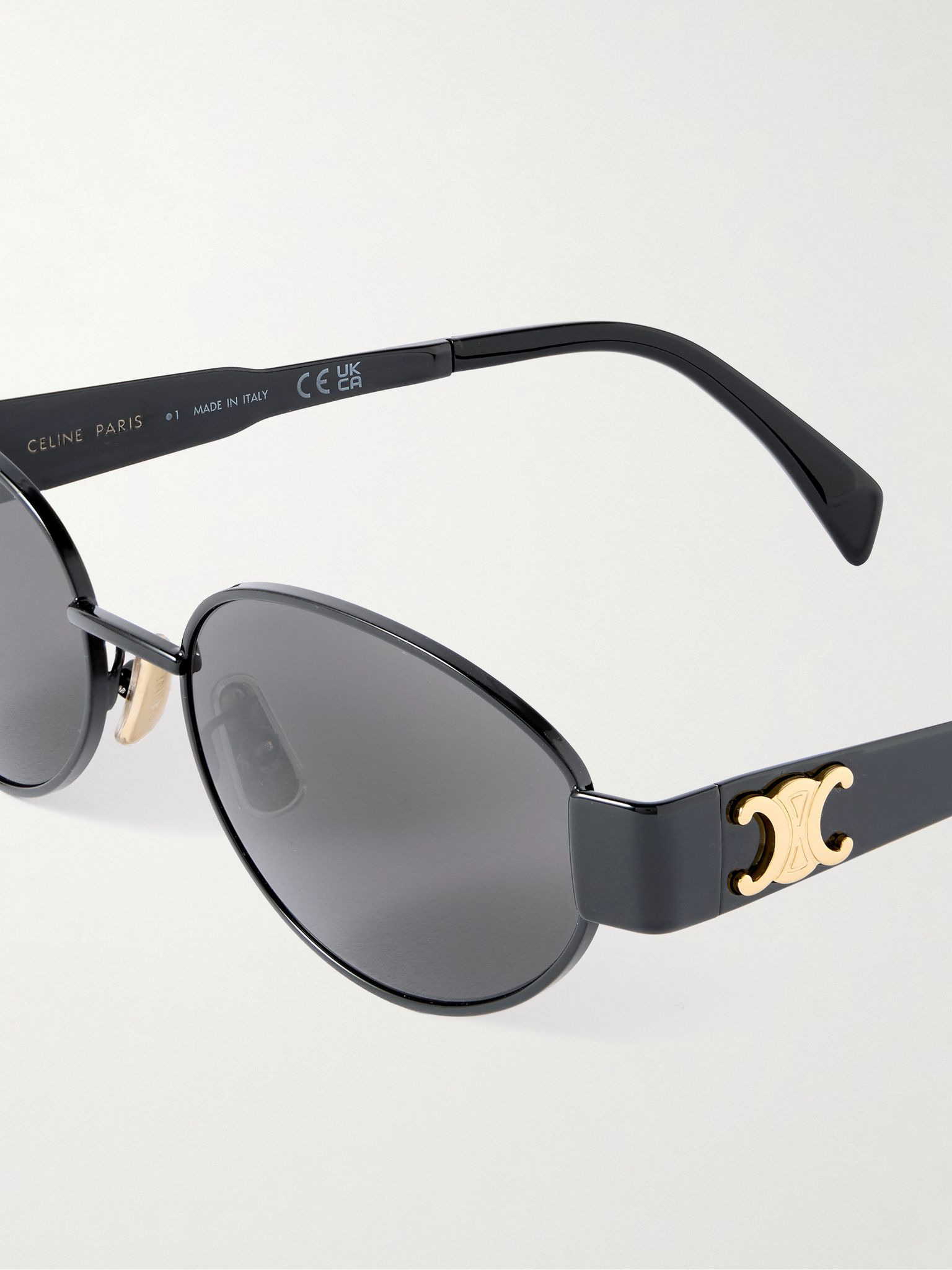 Oval-frame metal and acetate sunglasses Black - 4
