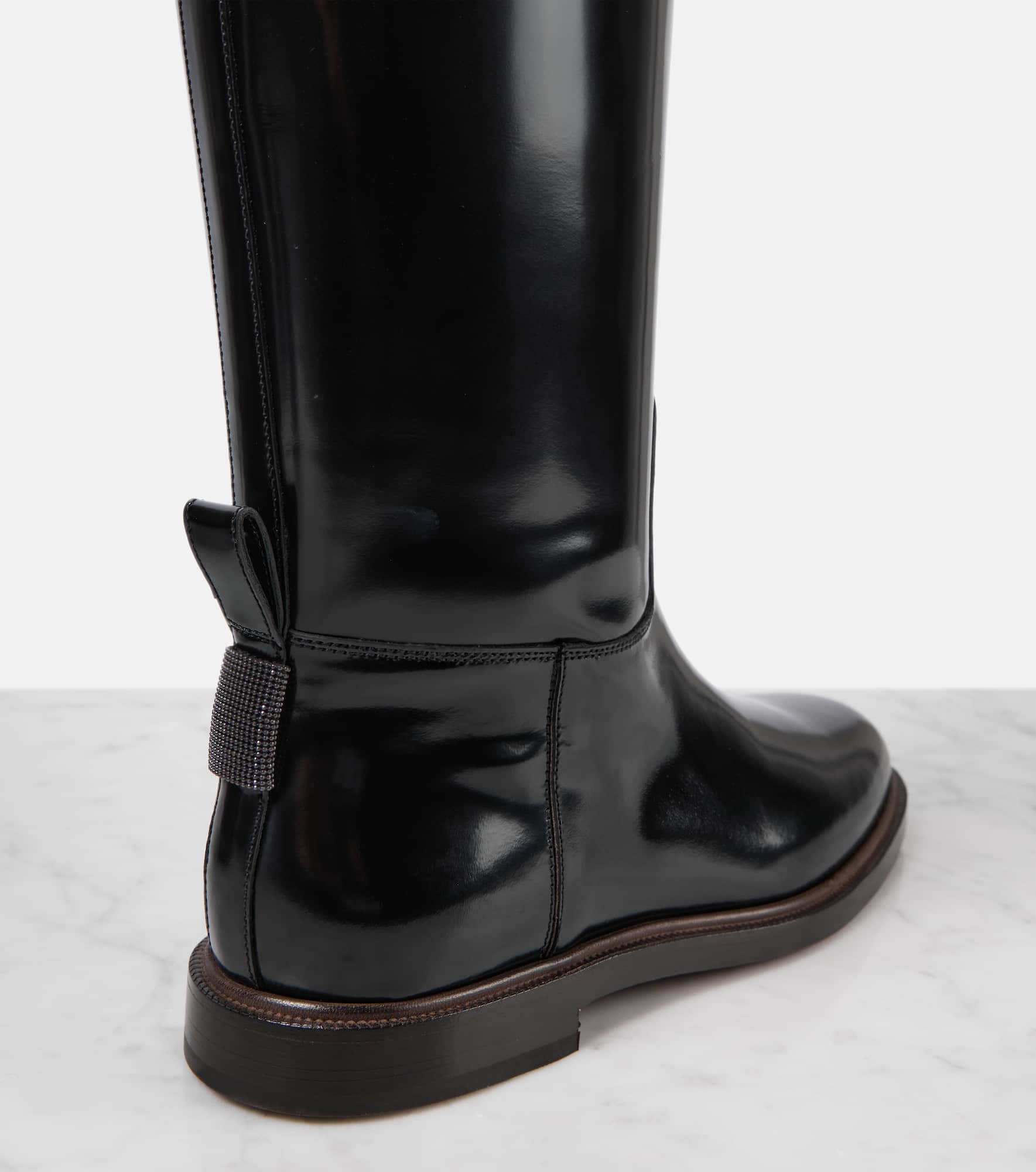 Polished leather knee-high boots - 5