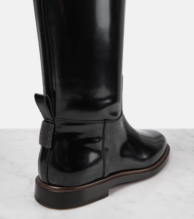 Polished leather knee-high boots 5