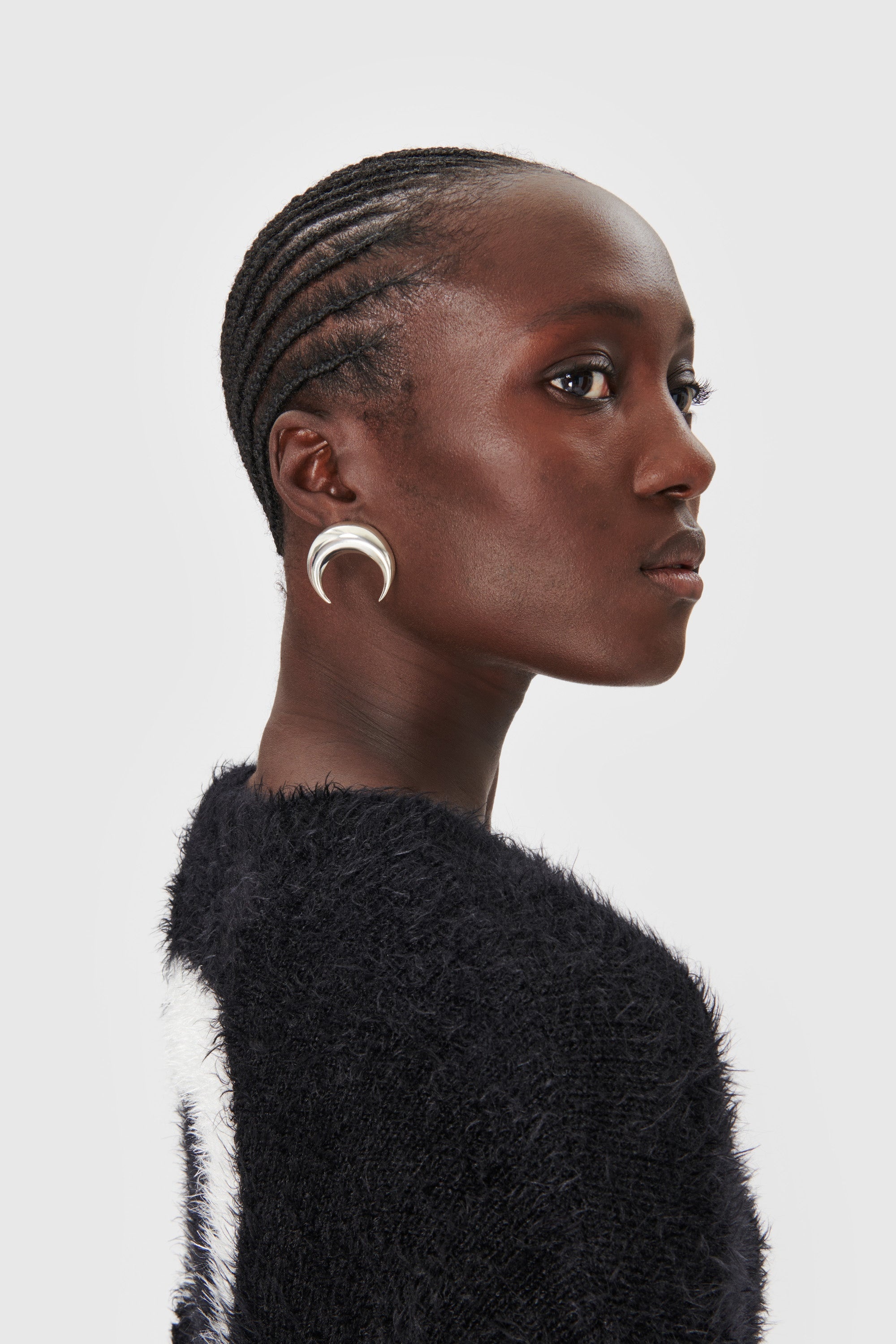 Regenerated Single Tin Moon Stud Earring - 2