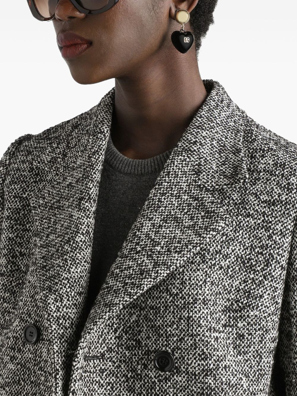 double-breasted tweed jacket - 4