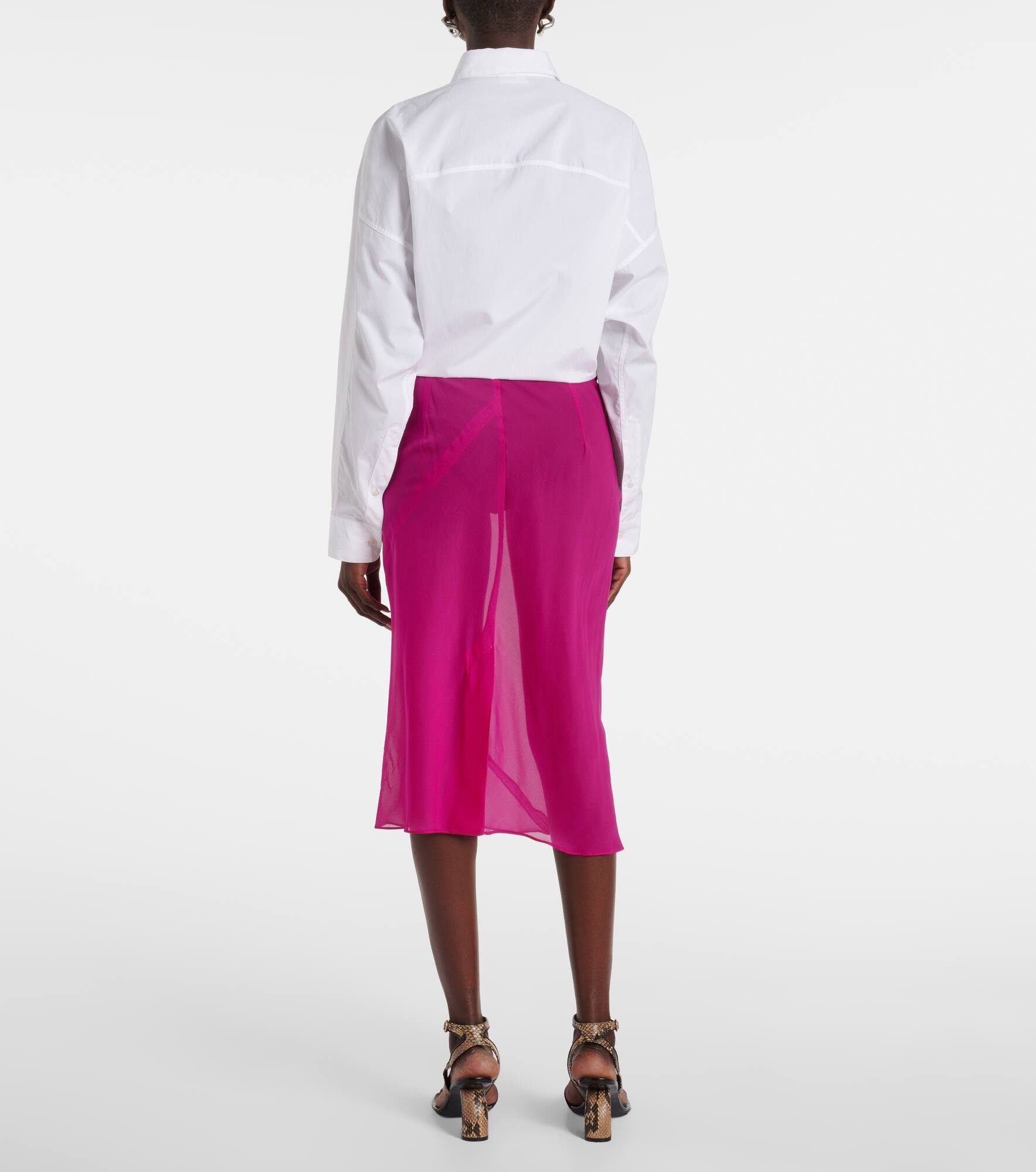 Silk-blend satin midi skirt - 3