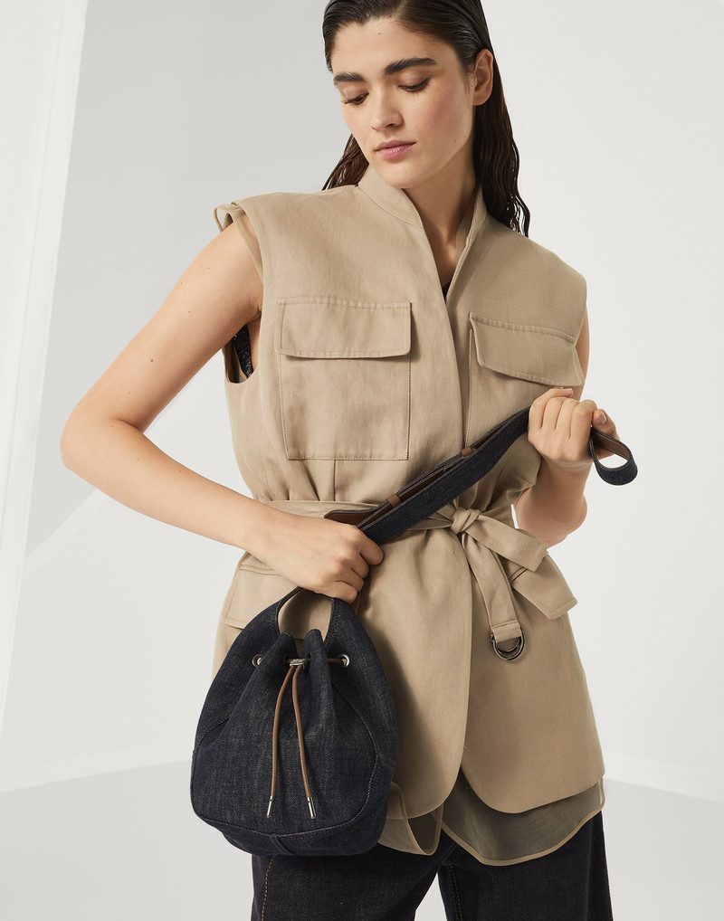 BC Duo small bucket bag in no-fade denim 4