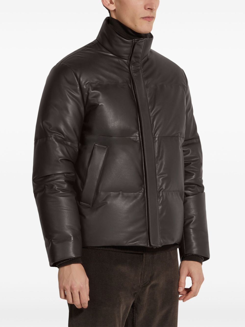 leather padded jacket - 3
