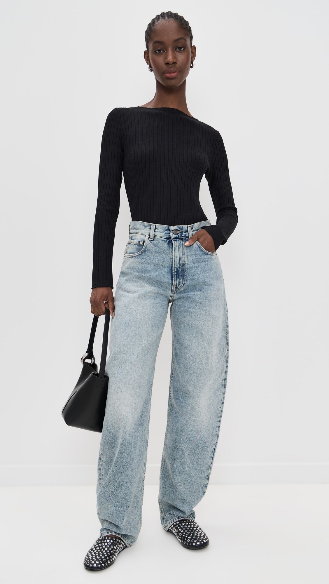 Rib Slash Neck Shirt - 4
